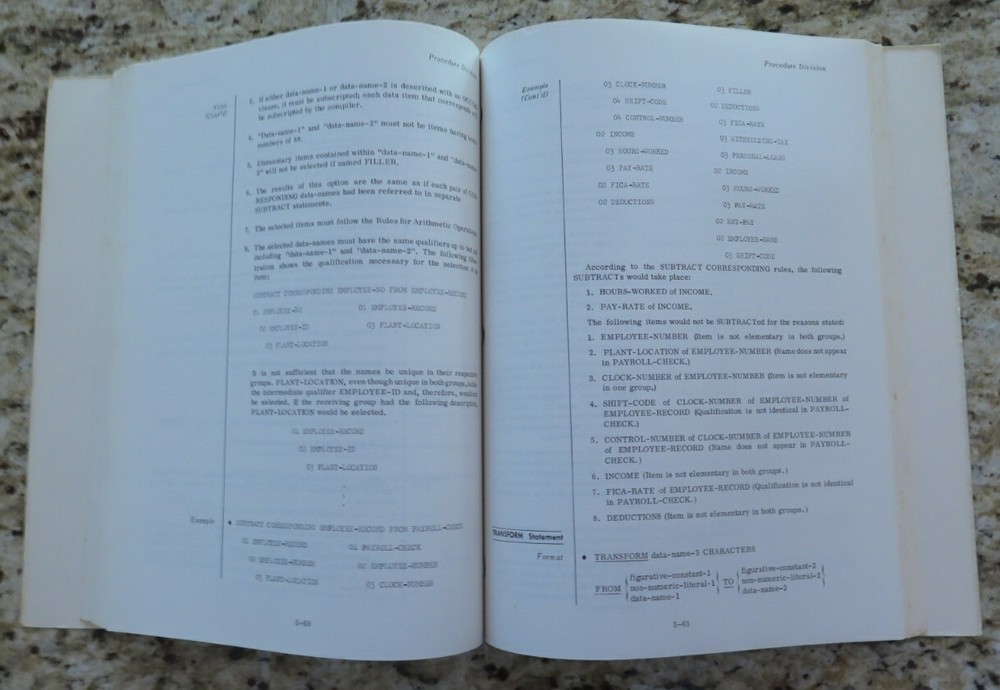 Vintage SPECTRA 70 RCA All Systems COBOL Reference Manual Dated 1969