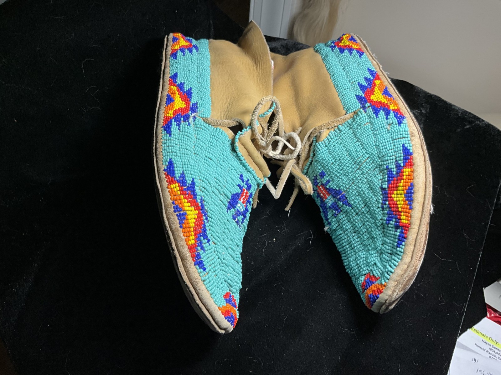 Sioux ? Fully Beaded Eagle Moccasins 10 inches.