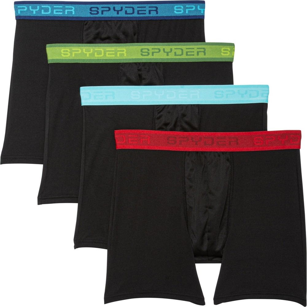 4 Pack SPYDER MEN MESH PERFORMANCE STRETCH Boxer Briefs BLACK Medium Large $45