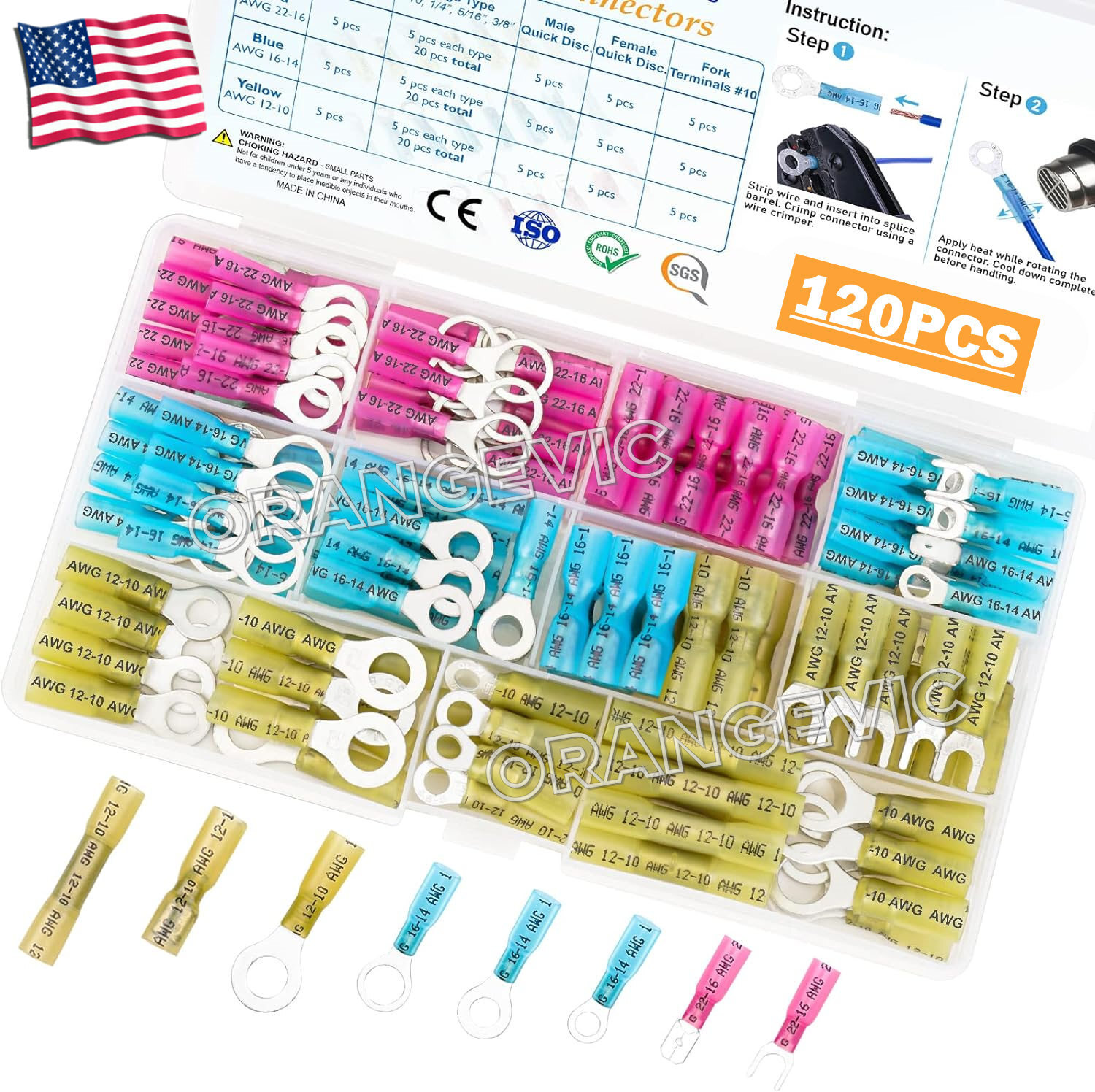320/500pcs Heat Shrink Butt Wire Connectors Waterproof Crimp Splice Terminal Kit