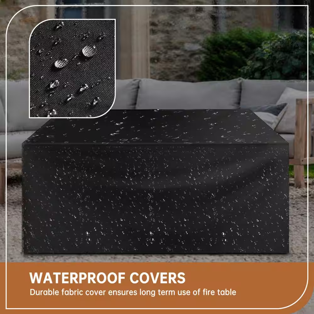 40 In. 50,000 BTU Black Metal Rectangular Outdoor Fire Pit Table with Removable