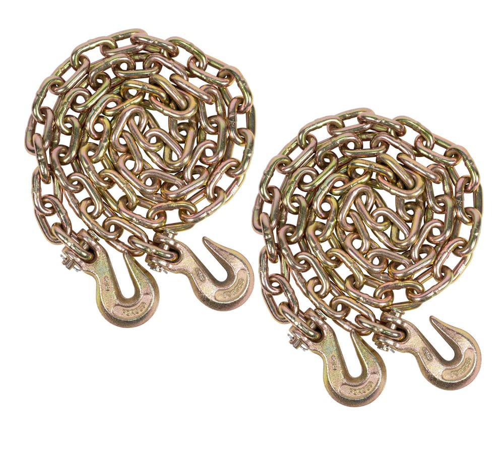 (2 Pack) 3/8" X 25' G70 Chain with grab hooks, WLL 6,600 lbs