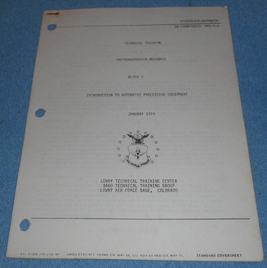 1979 US Air Force Technical Training Study Guide Automatic Processing Equipment