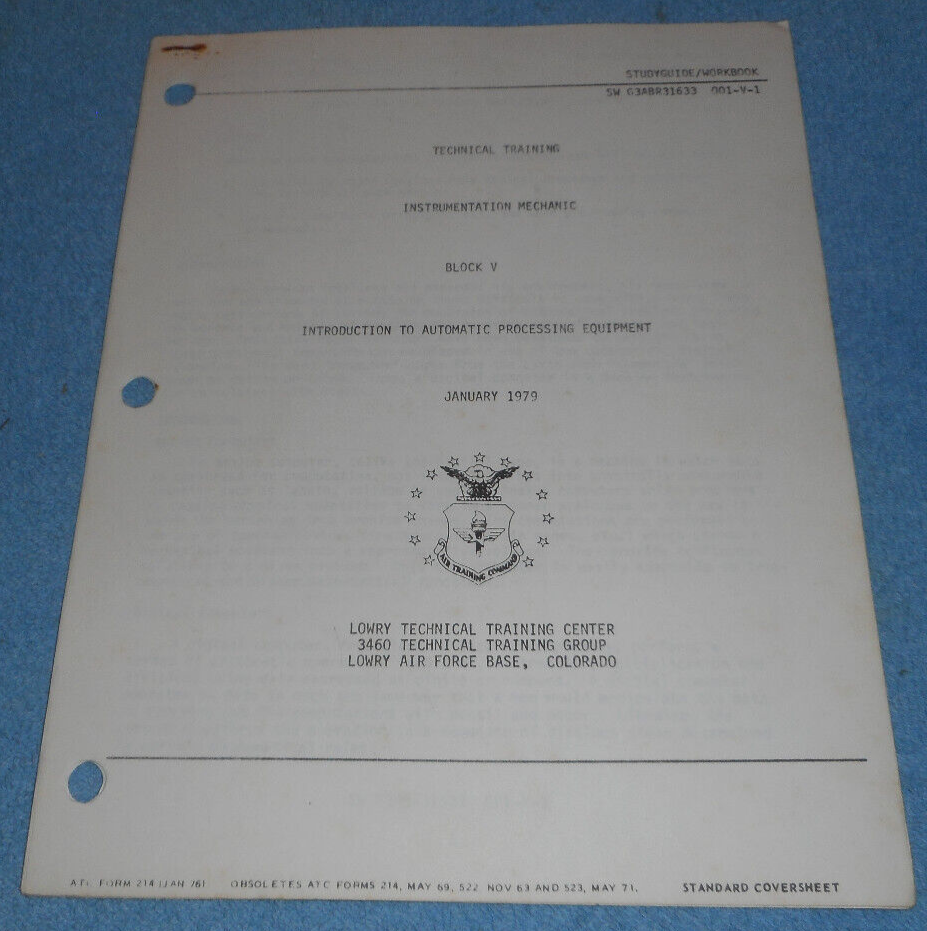 1979 US Air Force Technical Training Study Guide Automatic Processing Equipment