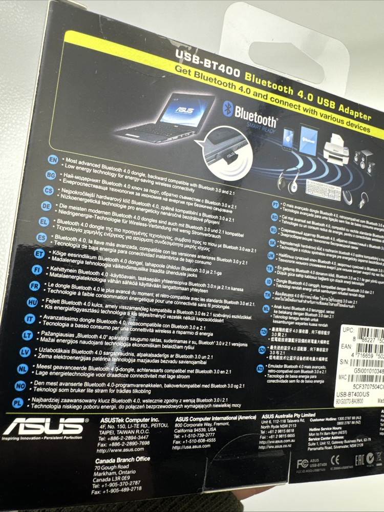 ASUS USB-BT400, USB ADAPTER Bluetooth 4.0 Dongle New