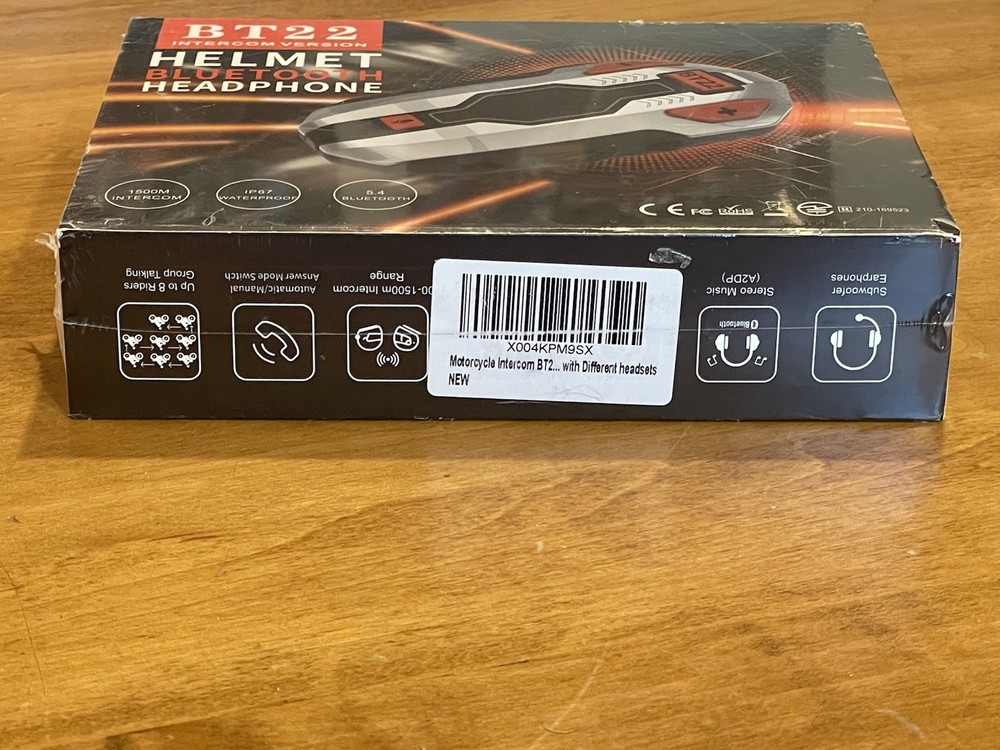 Motorcycle Intercom BT22 Bluetooth 5.4 Intercom Headphone NEW