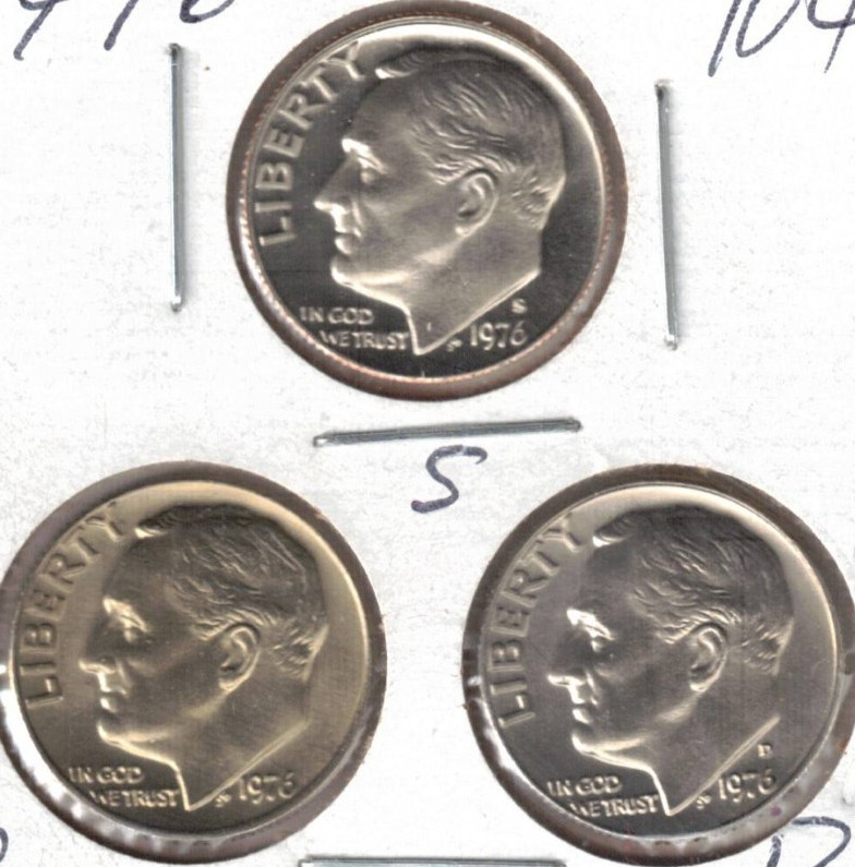 1976 Three Uncirculated Dime Types The San Francisco is From a Proof Set!