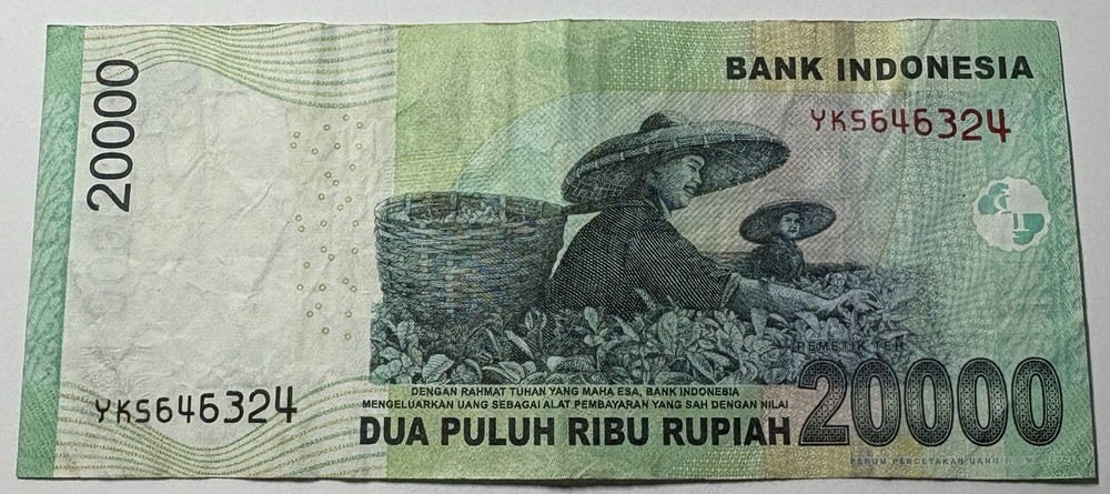 Indonesia 20,000 Rupiah 2016 P-151f Java Tea Plantation Workers Banknote