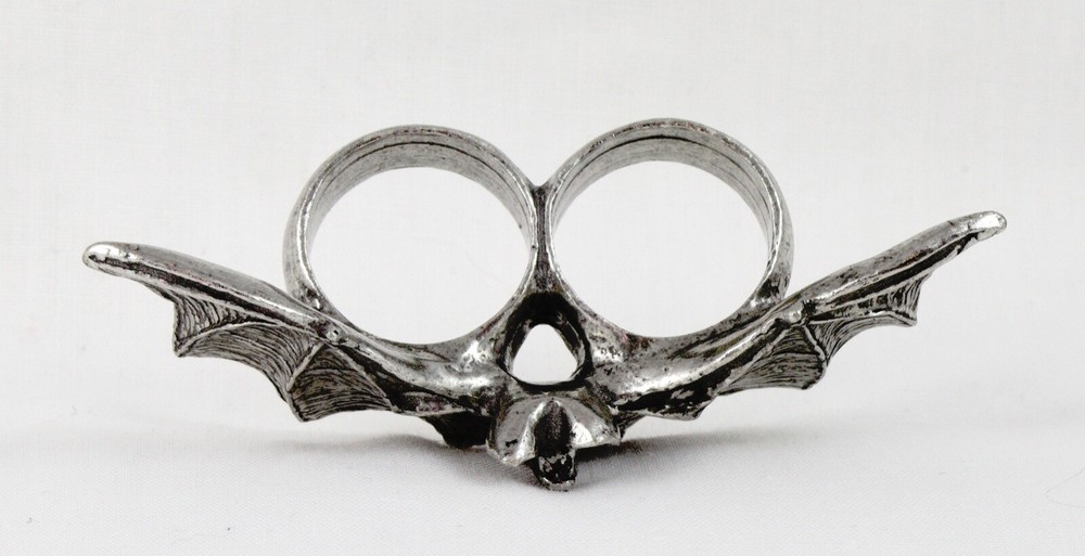 Alchemy Gothic Darkling Bat Double Shank Ring