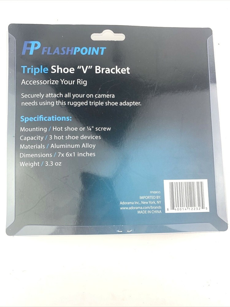 Flashpoint Triple Shoe Mount V-Bracket For DSLR Camera