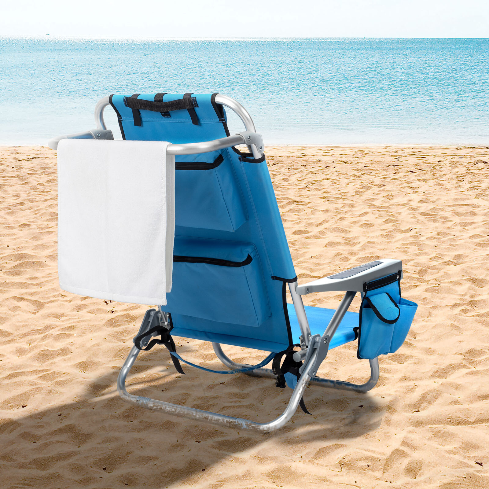 Backpack Beach Camping Chair Sleep Bed, Folding Heavy Duty , Aluminum