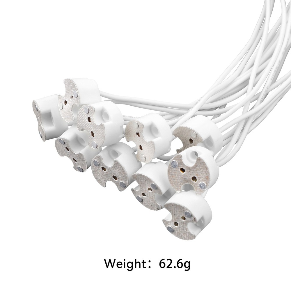 10 Pack LED MR16 Socket, GU5.3 Socket, LED Halogen Lamp Ceramic Wire Connector