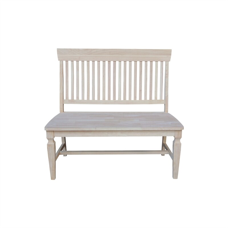 Vista Slat Back Solid Wood Bench - Unfinished