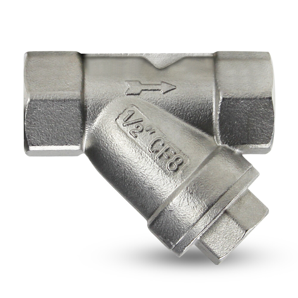 1/2" Stainless Steel Y-Strainer, 80 Mesh, NPT Threaded, 800PSI