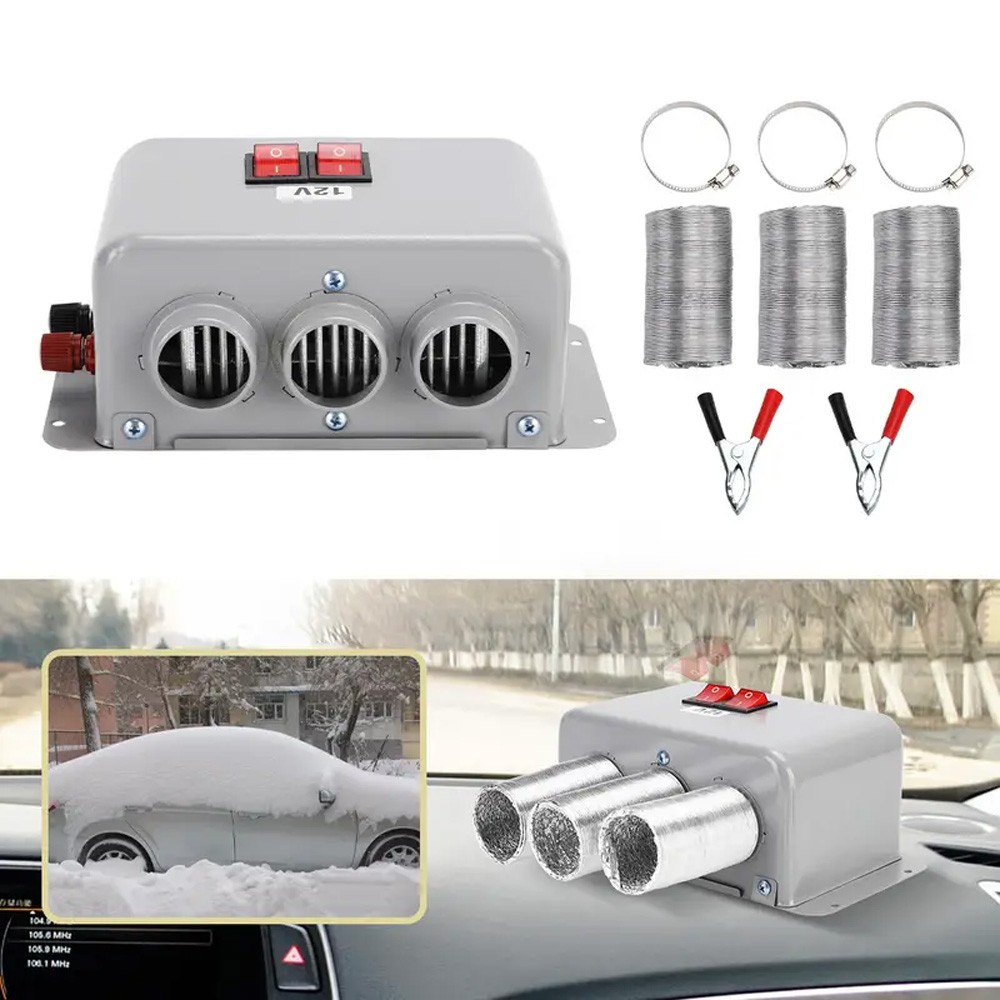 Interior Heater 12V 800W Dual Gear 3 Hole Compact Car Demister Winter Fast Heat