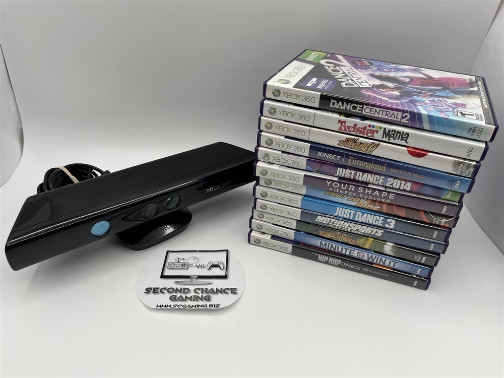 Microsoft Xbox 360 Kinect Sensor Bar with 12 Starter Fun Game Bundle -Tested