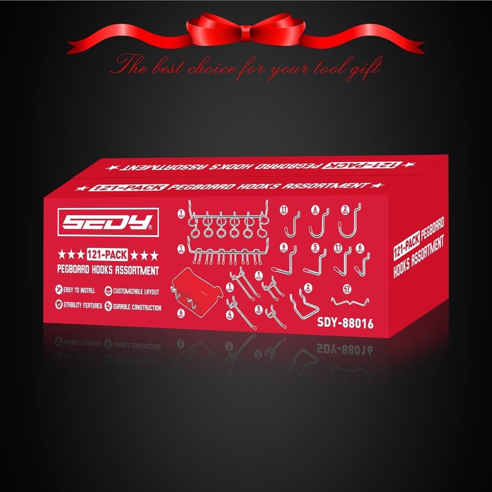 121-Piece Rust Resistant Pegboard Hook Set with 13 Types for Organizing Tools