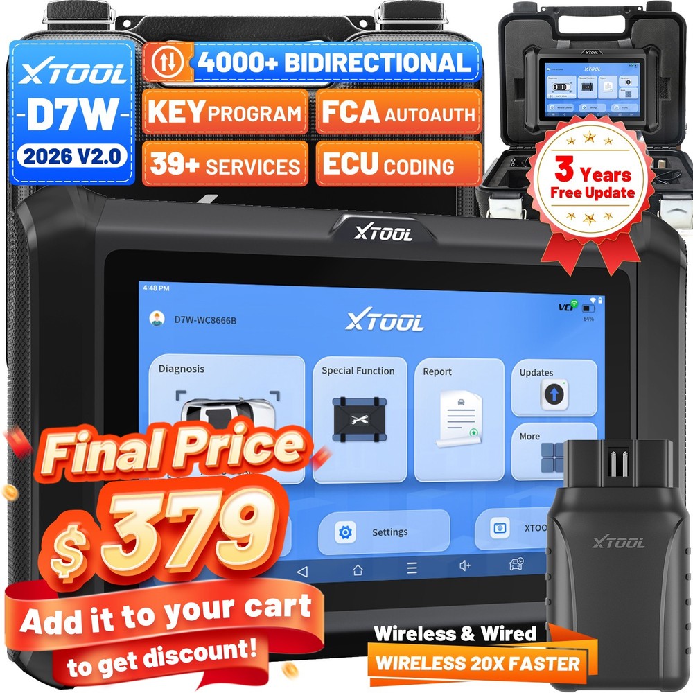 2026 XTOOL D7W V2.0 Full System Diagnostic Bidirectional OBD2 Scanner ECU Coding