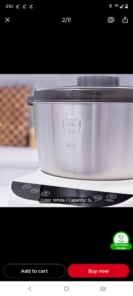 Dough Mixer 5L Large Capacity Electric Dough Maker with Ferment Function