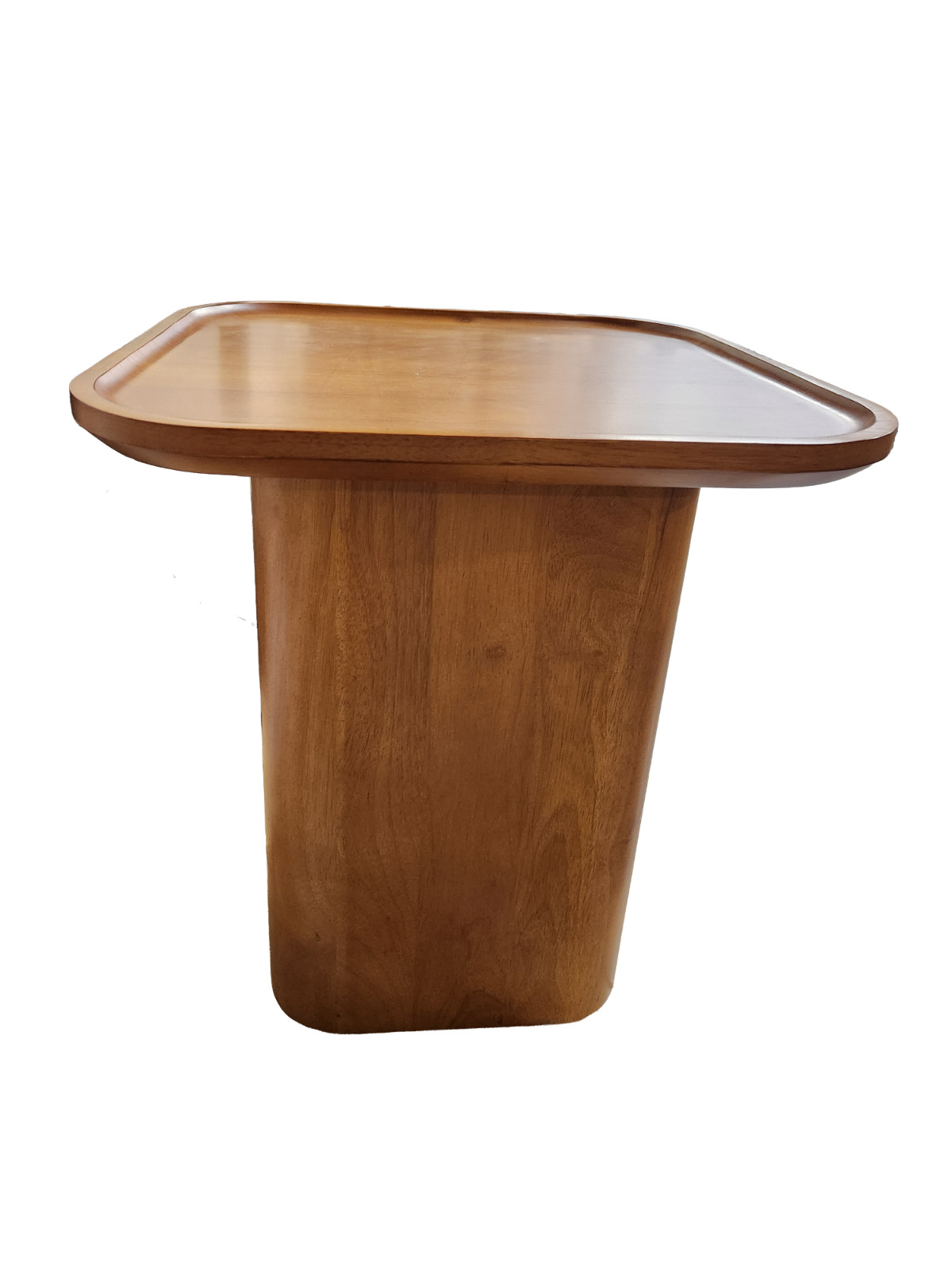 Thuma Wooden Pedestal Side Table – Modern Minimalist Design Walnut