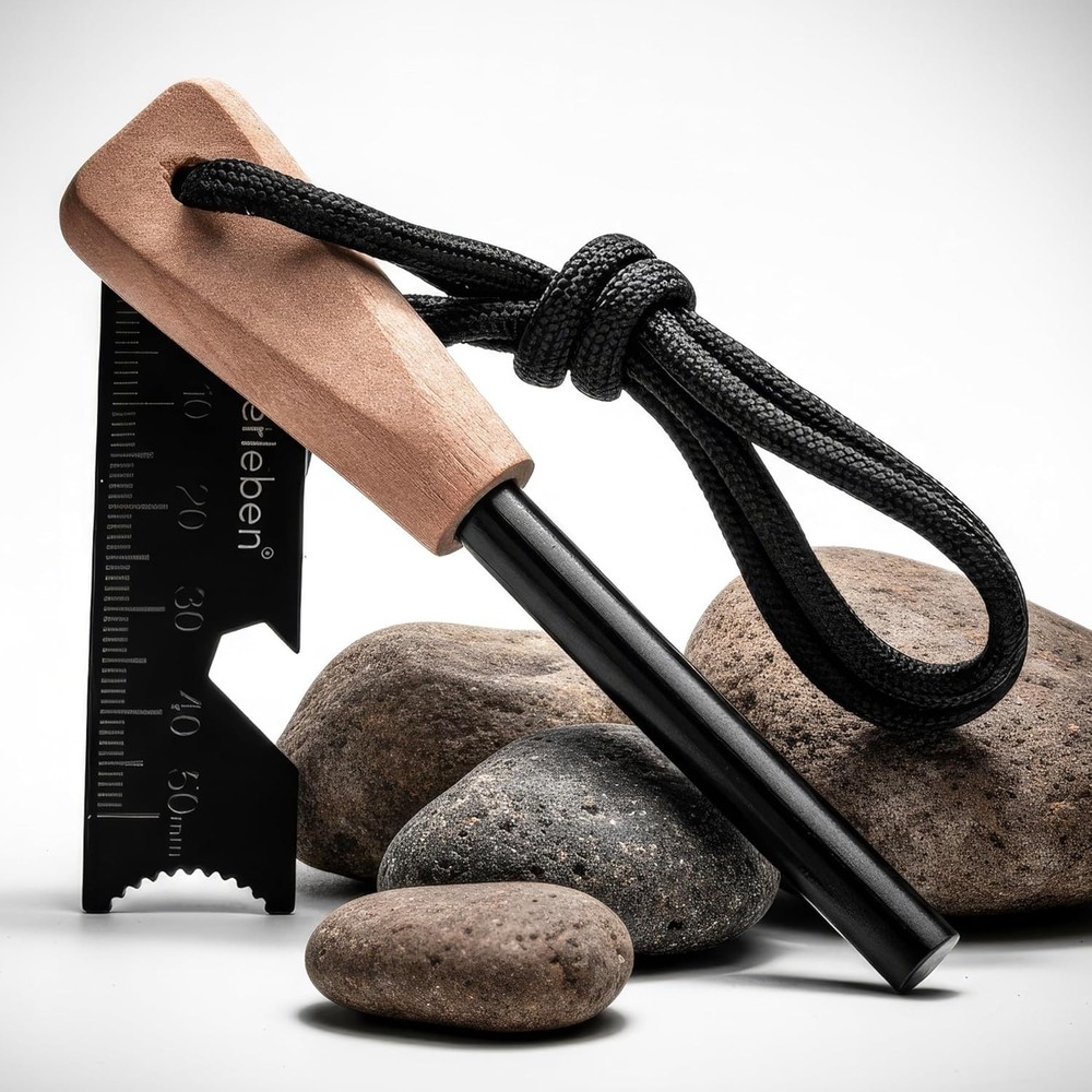 Weatherproof Ferro Rod Fire Starter with Lanyard & Multi-Function Striker