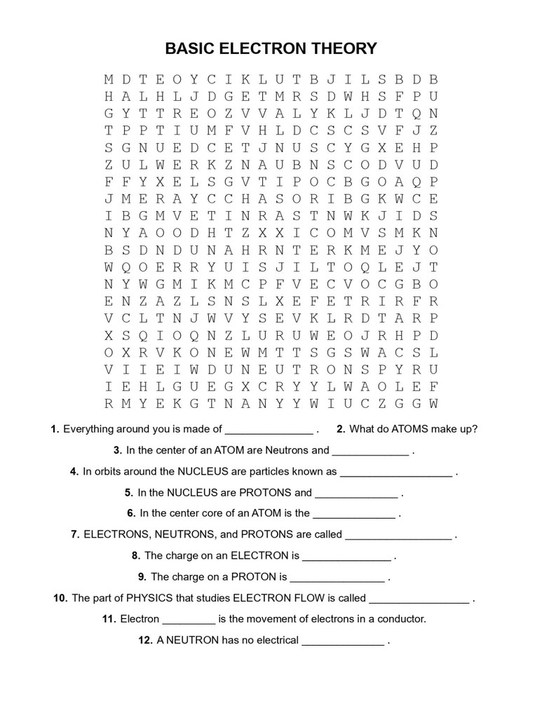 5th Grade- Lesson Plan #1 "Basic Electron Theory" Science-Electronics