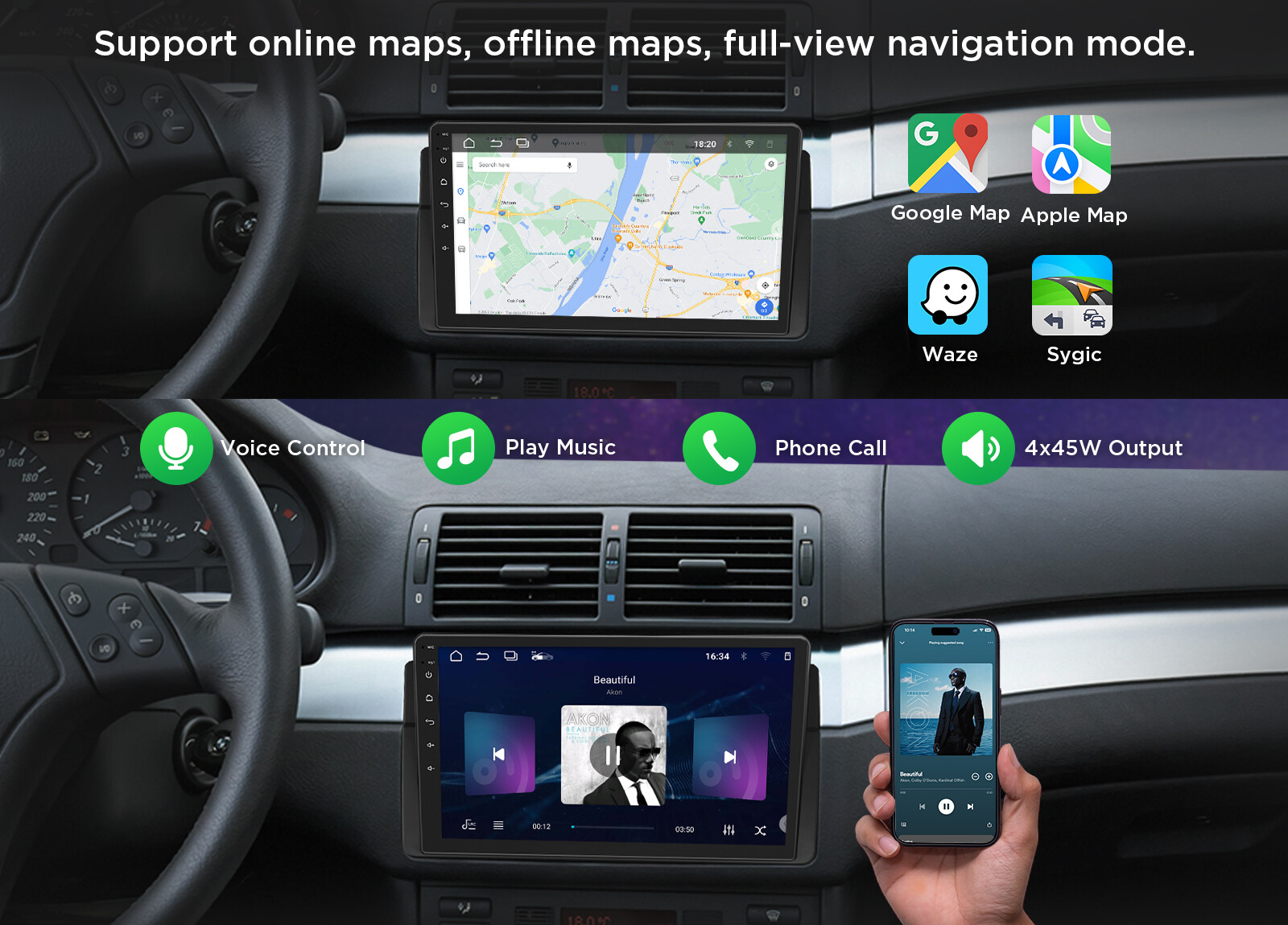 Eonon 9" Android 13 Car GPS Radio Stereo CANBus for BMW 3 Series E46 325 330 323