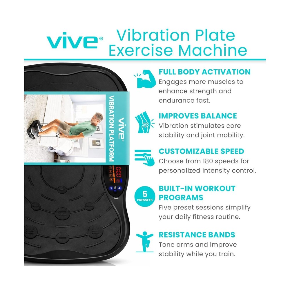 Vive Vibration Plate Exercise Machine - Shake Plate Vibration Platform with R...
