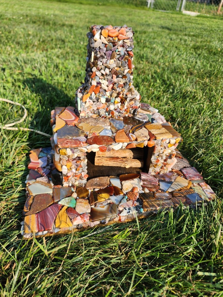Gorgeous Agate Covered Mini Fireplace And Mantle