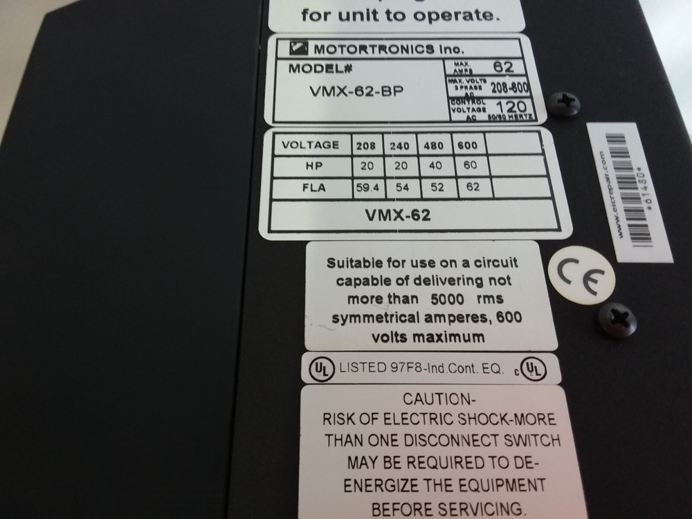 MOTORTRONICS VMX-62-BP SOFT STARTER
