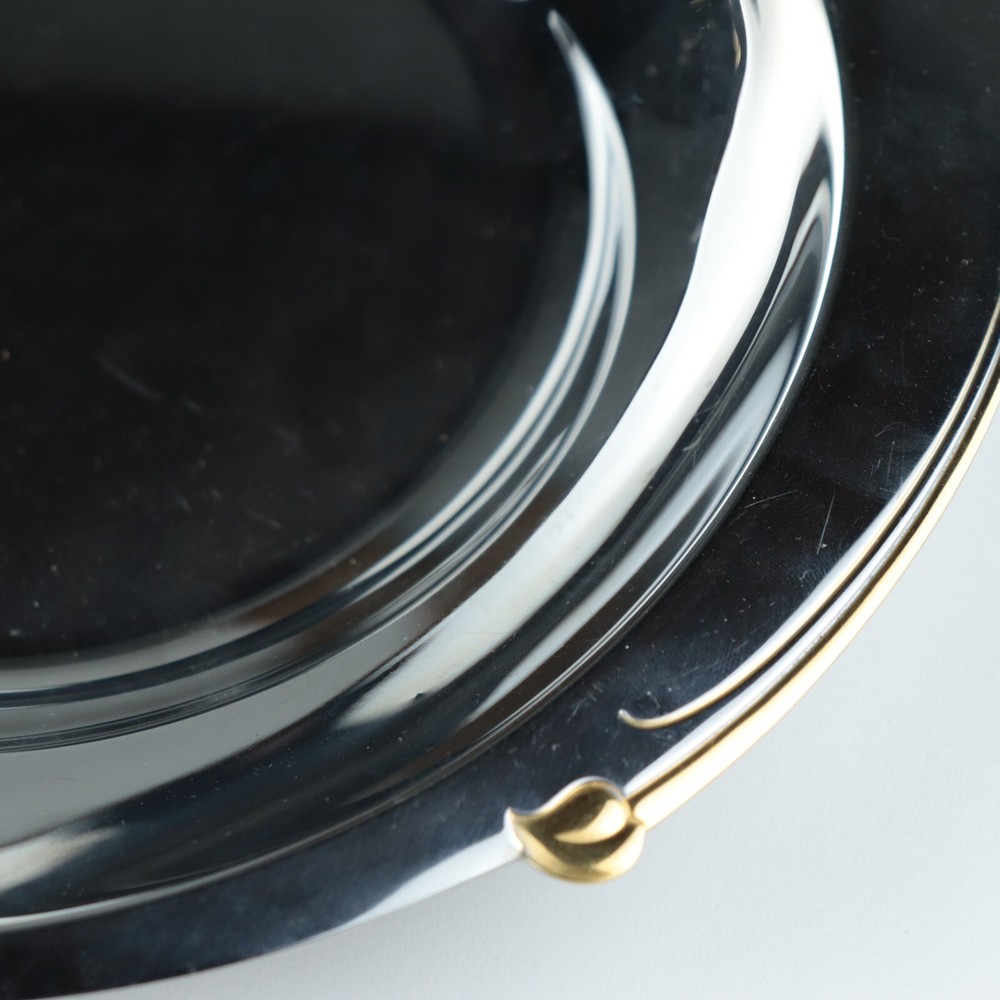 WMF Chromargan Germany 10" Silverplate Bowl with Gold-tone Leaf Accented Rim