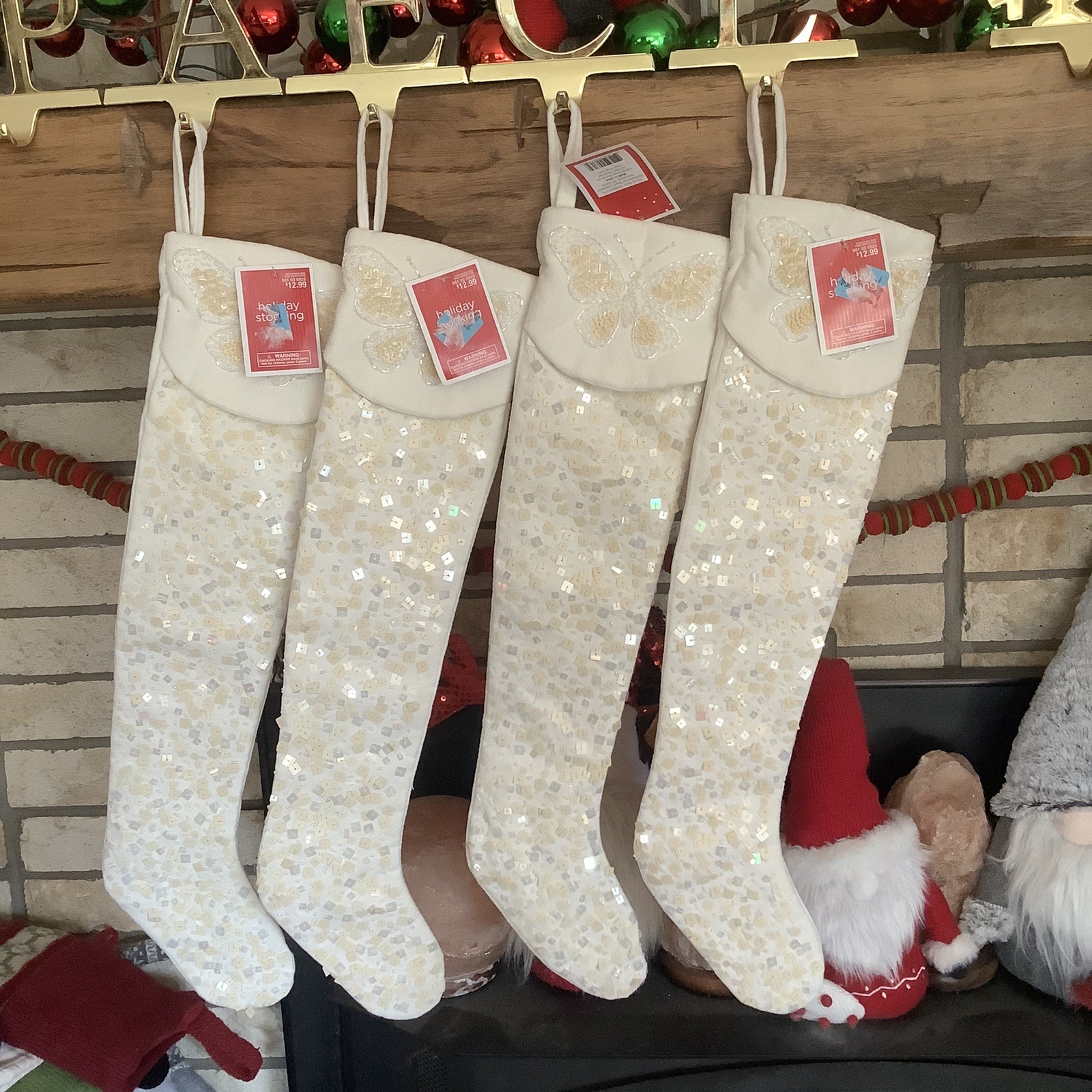 1 Vintage Target Pink OR Green Butterfly Christmas stocking Sequin Sequins