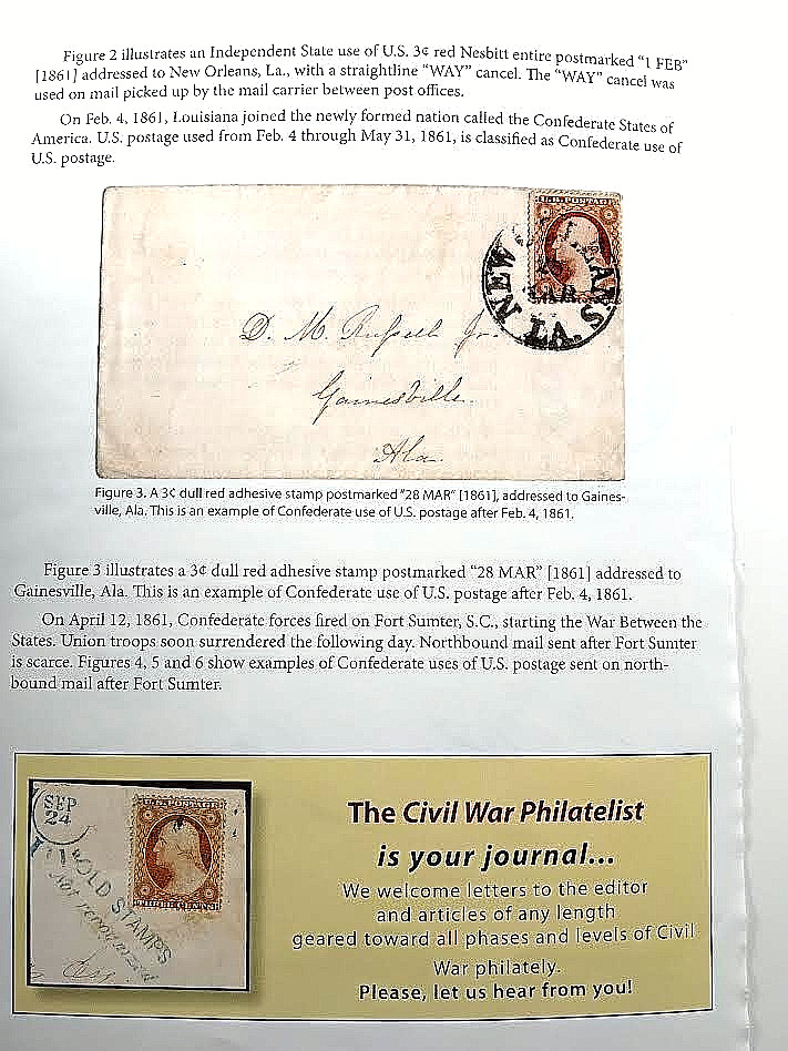 1861 NEW ORLEANS LA Cover CONFEDERATE USAGE OF US POSTAGE Gainesville ALA