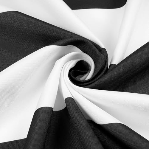 and White Striped Tablecloth for Rectangle 104" x 60" (Rectangular) Black