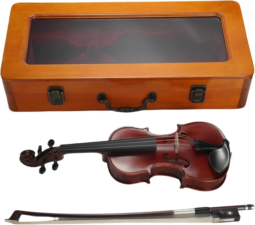 Handmade Solid Wood 1/32 Violin with Display Case – Fully Playable