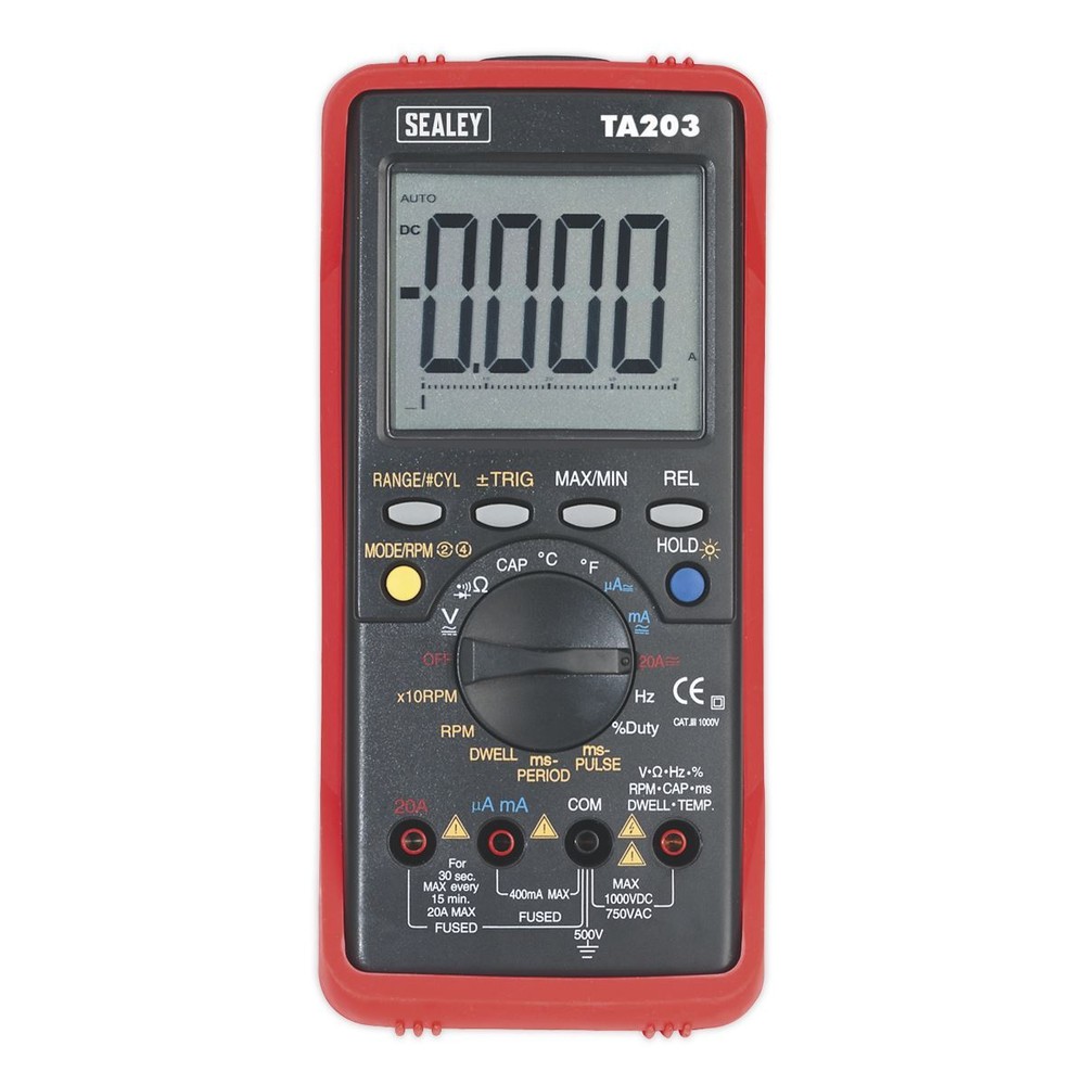 Sealey TA203 Digital Automotive Multimeter 15 Function Bar Graph/PC Link