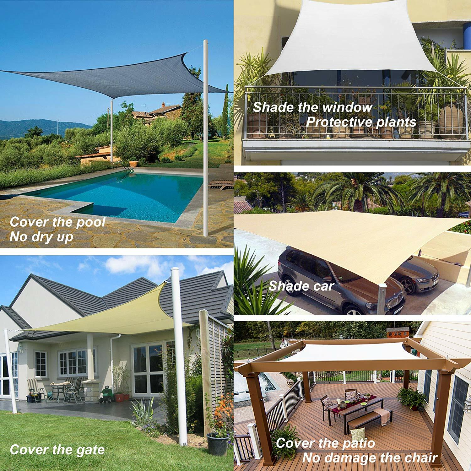 Sun Shade Sail Canopy Rectangle Sand Uv Block Sunshade For Backyard Deck Outdoor