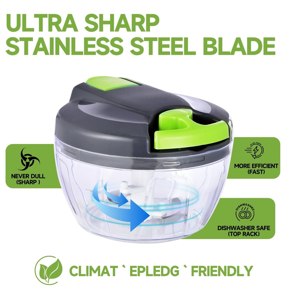 Manual Food Processor Vegetable Chopper, Portable Hand Pull String Garlic Min...