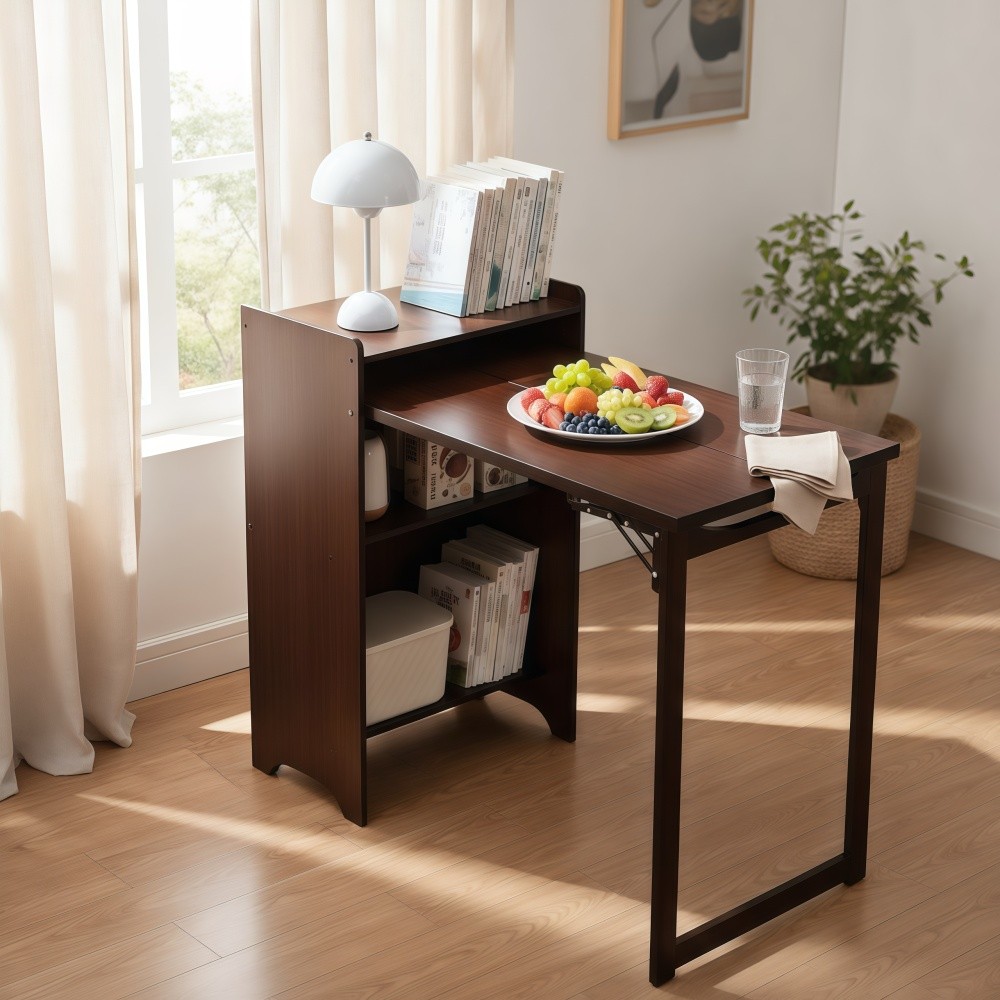 Folding Desk, Space-Saving Computer Desk for Small Spaces, Foldable Study Table