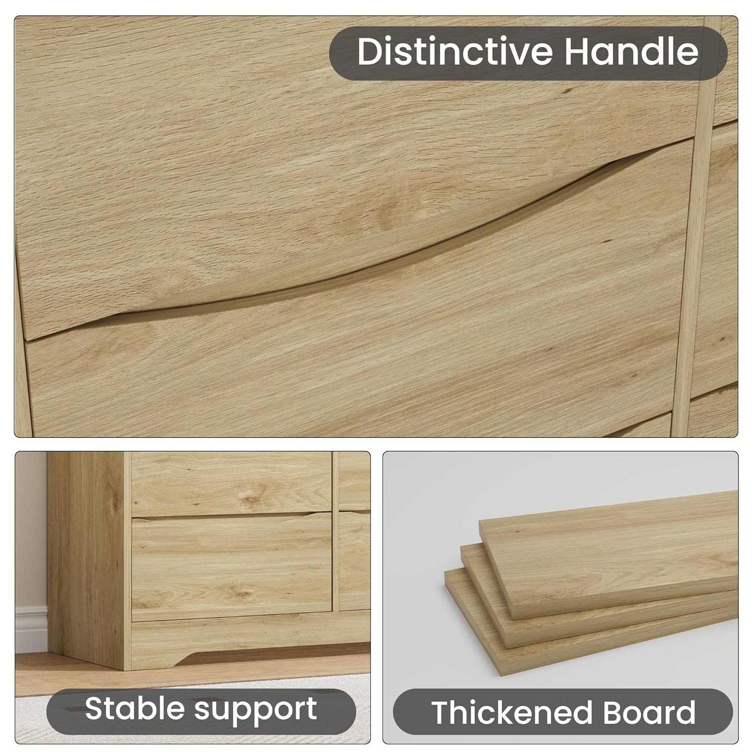 Wooden Dresser with 9 Drawers, Large Chest Storage Dresser for Bedroom