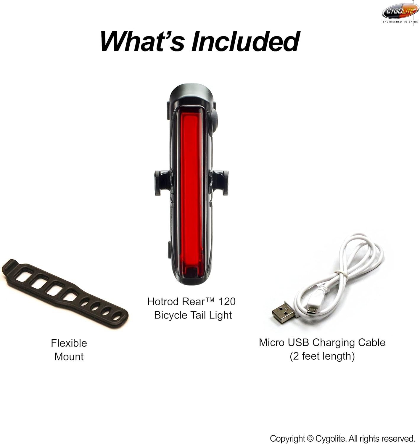 Cygolite Hotrod 120 Lumen Bicycle Tail Light Models-Night & Daytime Mod-Compact