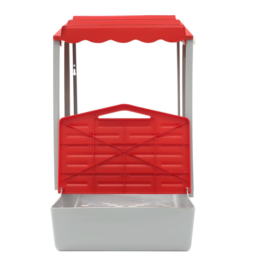 3-Compartment Chicken Nesting Box, Chicken Laying Box with Egg Collection Red