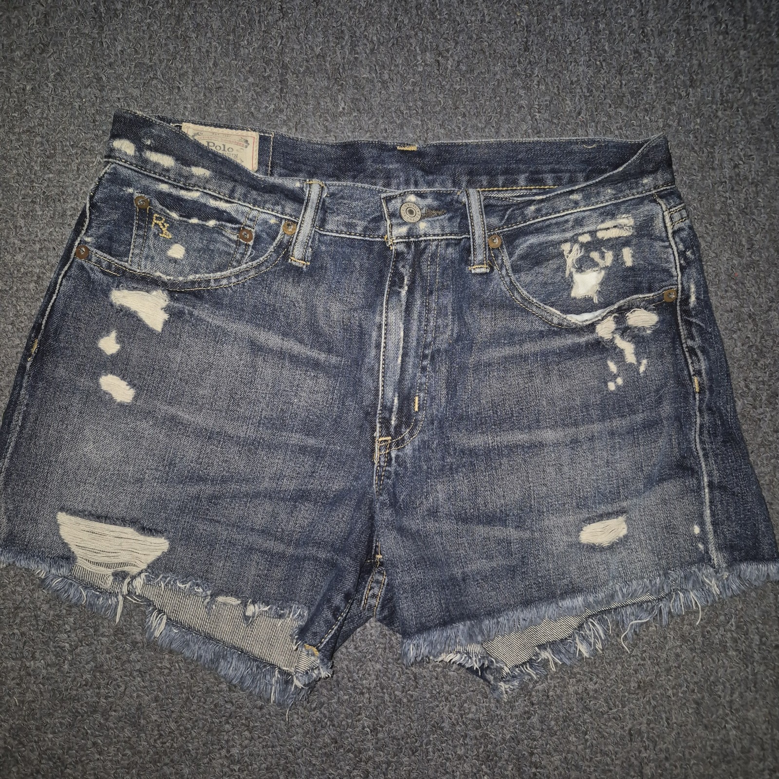 Women's Polo Ralph Lauren Crosby Denim Distressed Shorts High Waist Sizes 25-32