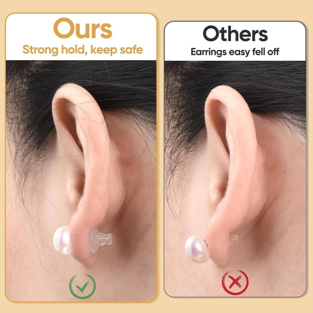 Earring Backs,18K Gold Silicone Earring Backs Replacements,Locking Secure Ear...