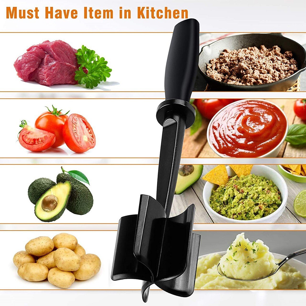 Meat Hamburger Chopper Heat Resistant Utensil Ground Beef Potato Masher Spatula