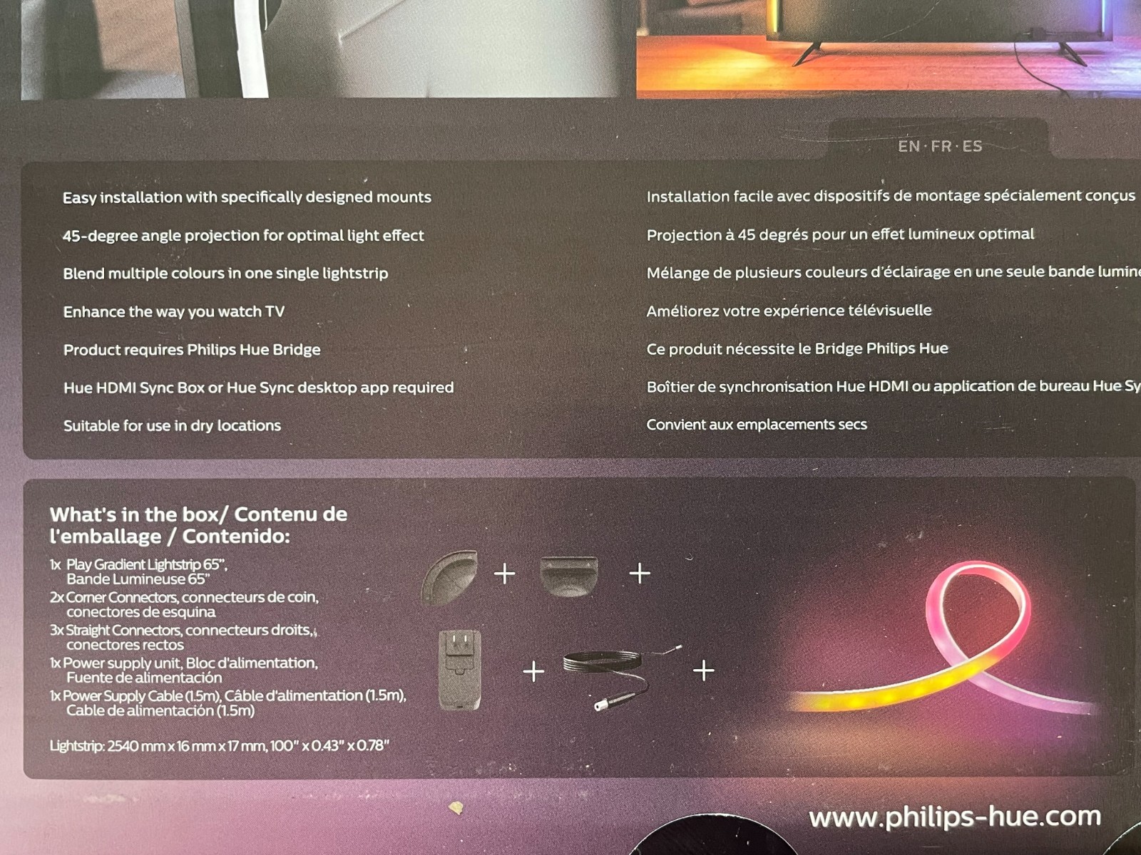 Philips Hue 65" Smart LED TV Backlight White and Color Ambiance - 560416