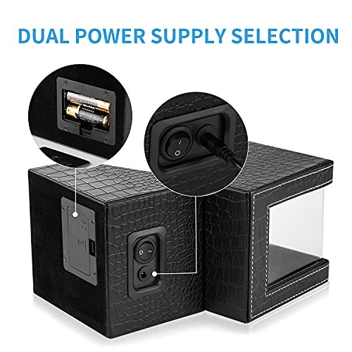 Automatic Single Watch Winder for Automatic Black Crocodile Pattern Leather