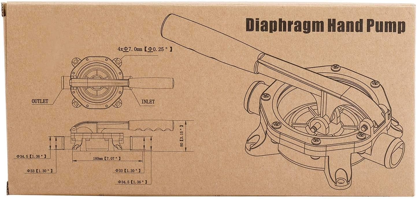 720GPH Boat Manual Hand Bilge Waste Water Transfer Pump Diaphragm Self-priming