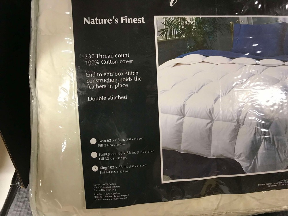 BedSoft King Size Feather Comforter & 2 Bonus Pillows - White - 230 Thread Count