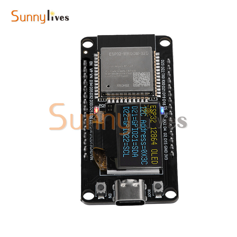 0.96" ESP32 ESP-WROOM-32D WIFI Bluetooth Development Board OLED CH340C Module